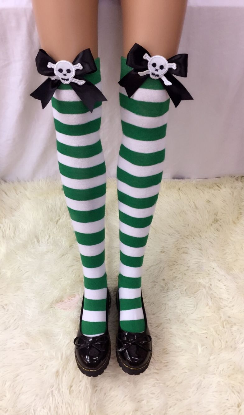 F8194-2 Womens Nylon Striped Tights Stocking